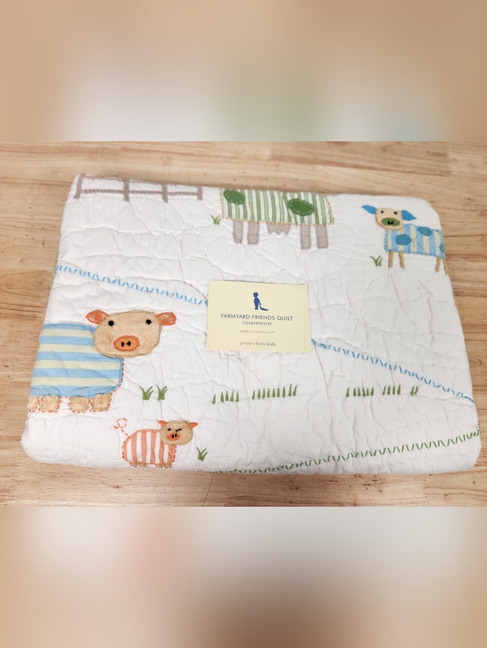 Pottery Barn Kids Farmyard Friends Crib/ Toddler Quilt 50x36 NOS Animals *Flaw*